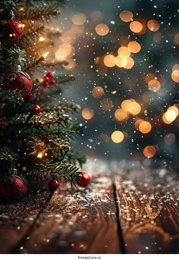 Red Ornament Christmas Tree with Lights