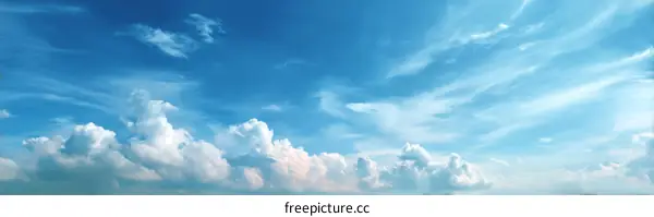 Beautiful Sky with Fluffy Clouds