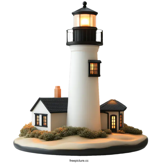 [Transparent Background PNG]Lighthouse Model on an Island Base