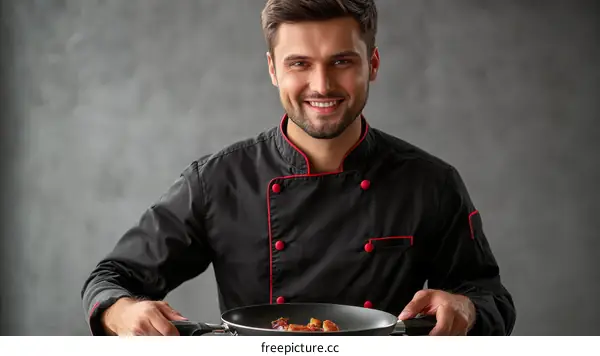 Chef Presenting Delicious Dish in Professional Uniform