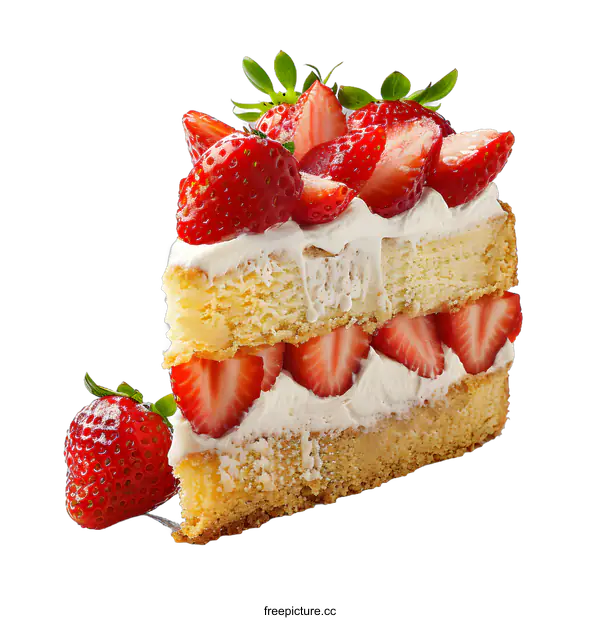 [Transparent Background PNG]A slice of strawberry cake