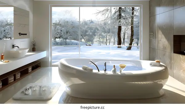 Bathroom with Scenic Forest View
