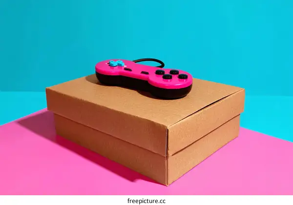 Retro Gaming Controller on Cardboard Box