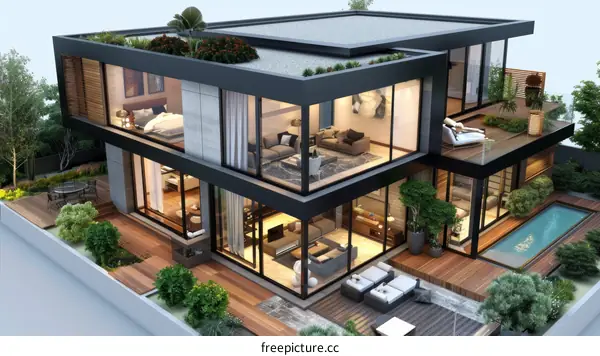 Luxurious Modern Villa: Expansive Courtyard & Pool