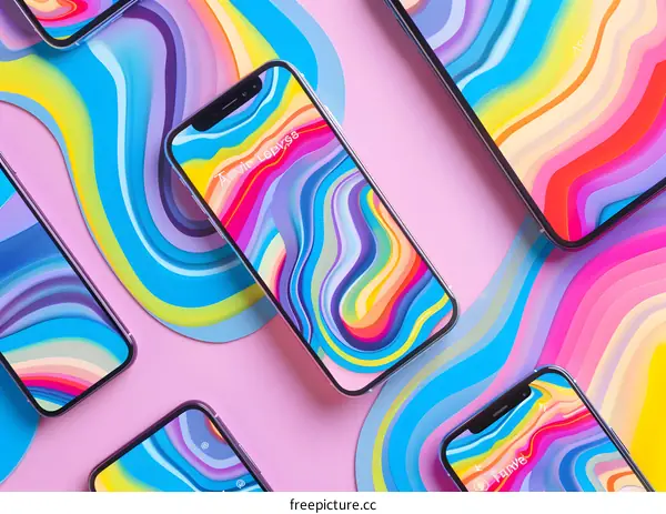 Colorful Abstract Pattern on Mobile Phone Screens