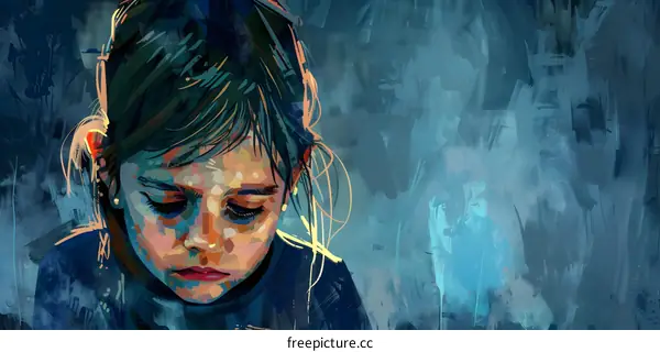 girl sad portrait painting