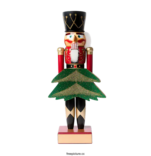 [Transparent Background PNG]Traditional Christmas Nutcracker Toy Dressed as a Christmas Tree