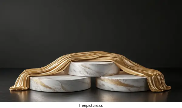 Luxury Gold Fabric Display on Marble Pedestal
