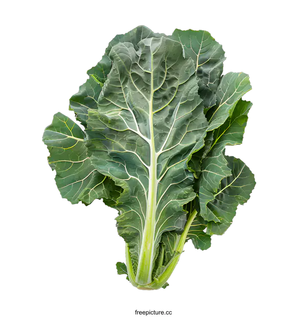 [Transparent Background PNG]Fresh Green Collard Greens Isolated on White Background