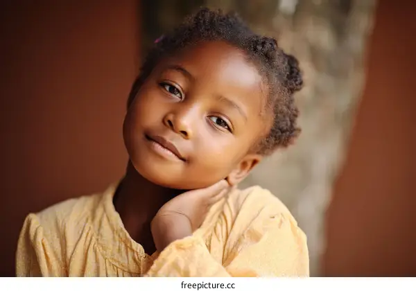 Portrait of a Child with a Thoughtful Expression
