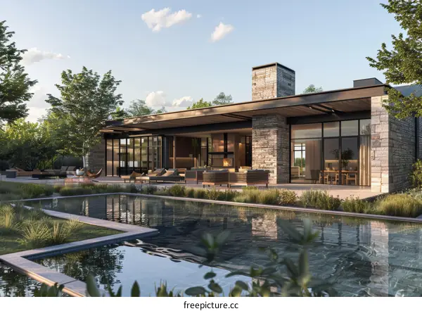 Modern House Exterior With Pool