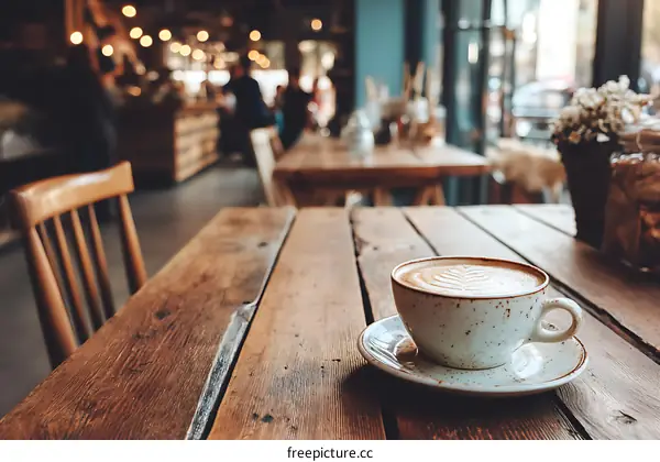 Rustic Coffee Shop Interior with Customers