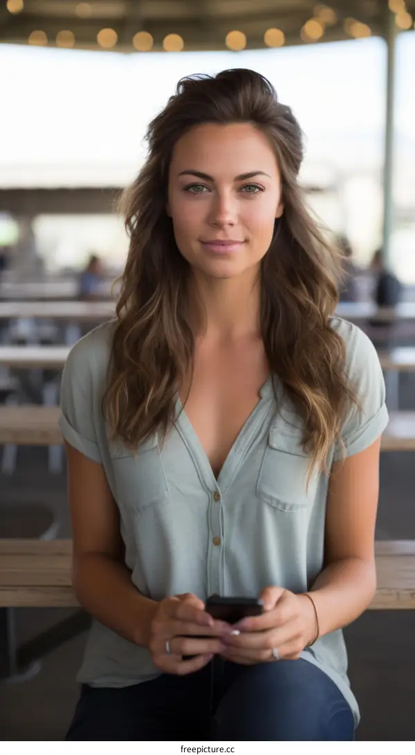 Smiling woman holding a phone