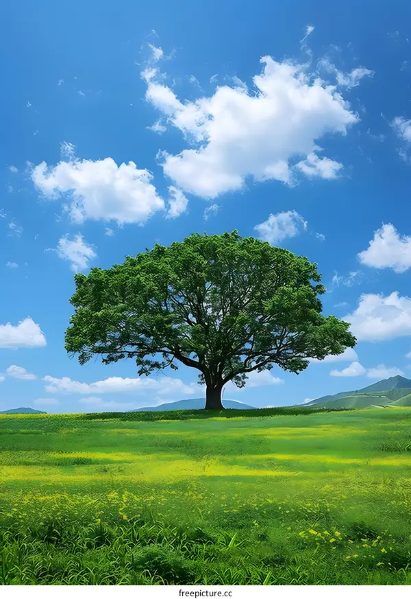 Lone Tree in a Field of Flowers