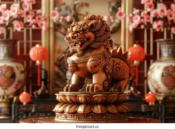 Antique Copper Lion Statue