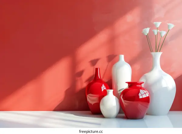 Red and White Vases Decorative Still Life