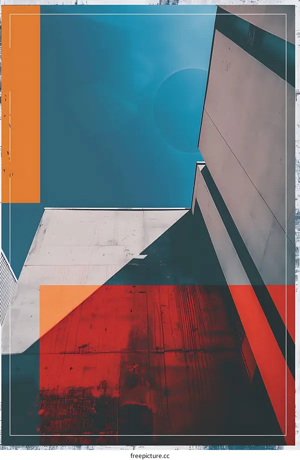Abstract Architecture with Red and Blue Color