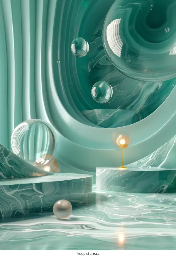 Abstract Green Shapes And Rays Background