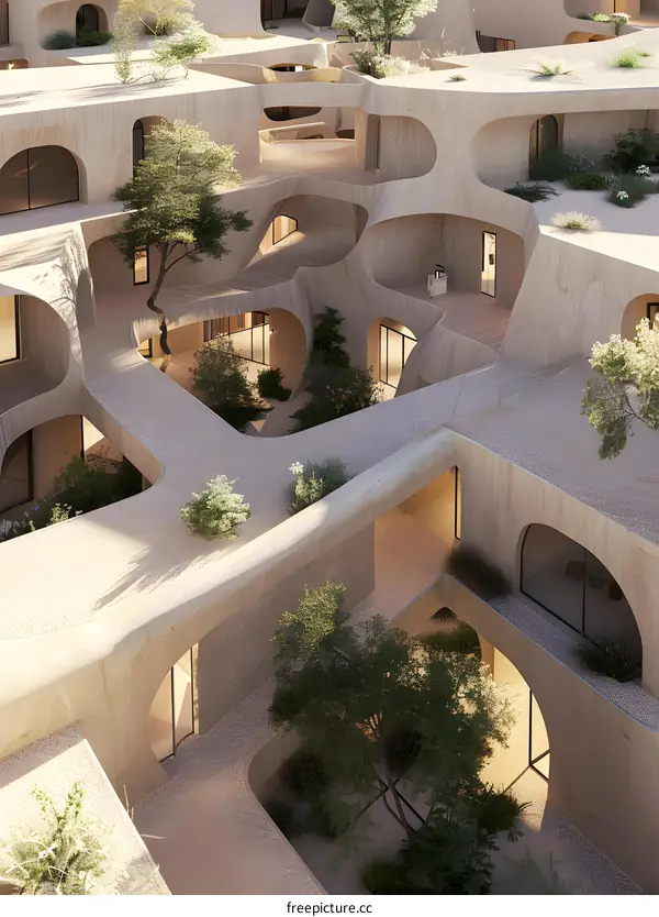 Modern Architecture Design with Curved Lines