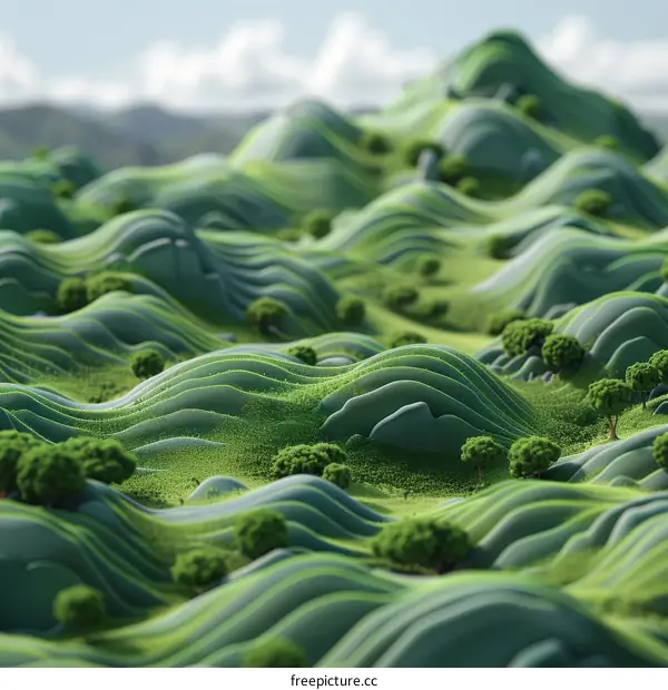 Rolling Green Hills with Sparse Trees