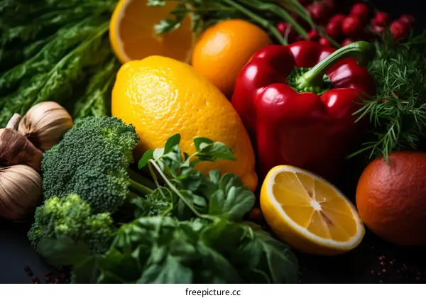 A variety of fresh vegetables and fruits