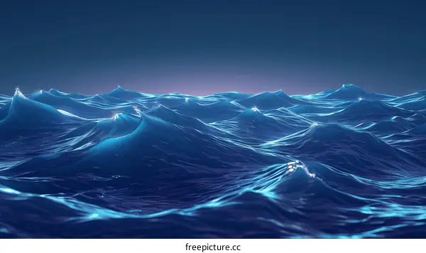 Deep blue ocean waves with a dark blue background