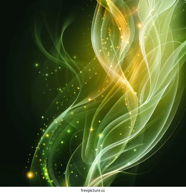 Abstract Green and Yellow Vibrant Energy Waves Design