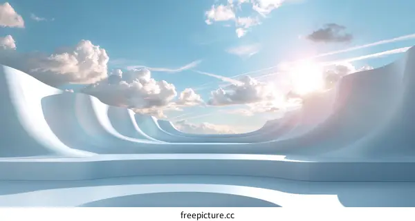 Abstract Sky Minimalist 3D Render White Clouds