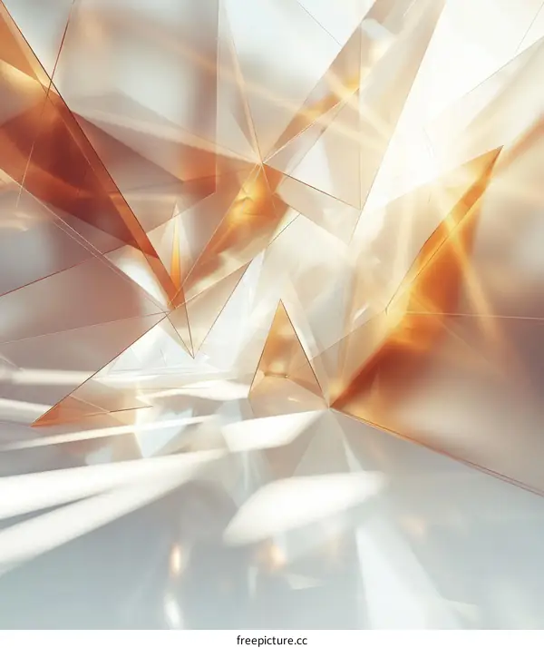 3D rendering of a futuristic geometric structure with reflective surfaces and a glossy floor