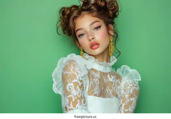 Elegant Teen Girl in a Lace Top