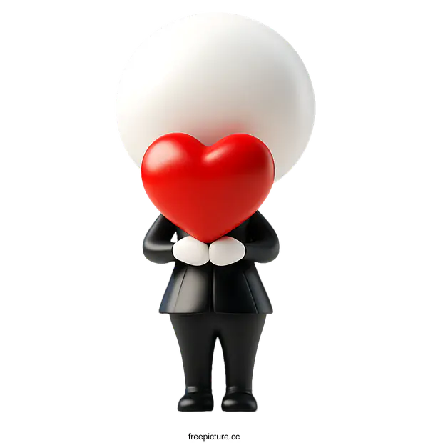 [Transparent Background PNG]Cartoon Character Holding a Heart
