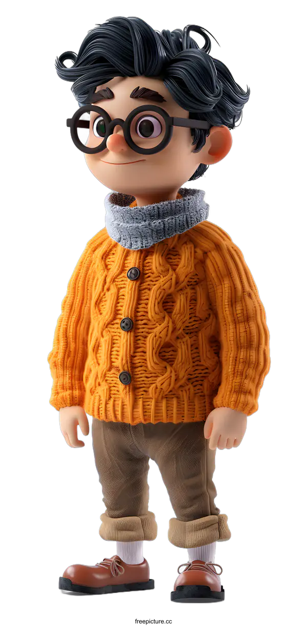 [Transparent Background PNG]3D rendering of a cute cartoon boy