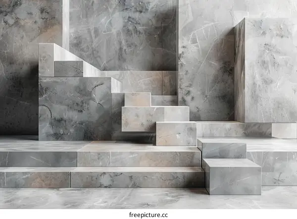 Modern Marble Staircase with Geometric Patterns