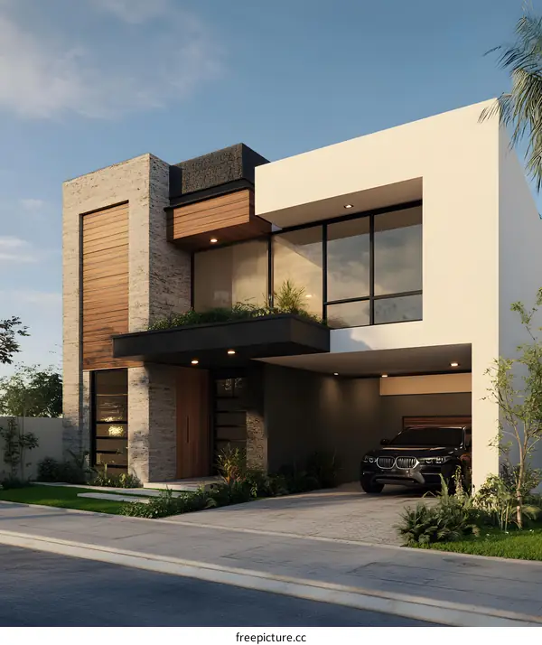 Modern House Exterior Design with Wooden Accents
