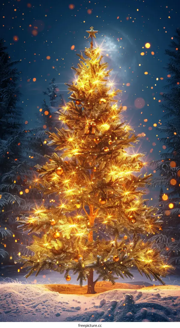 Christmas Tree Illuminated at Night