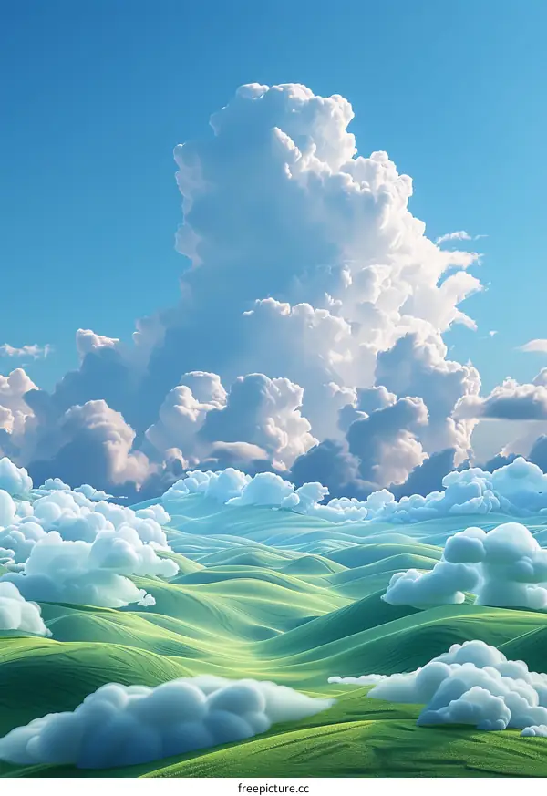 Rolling Green Hills and White Clouds