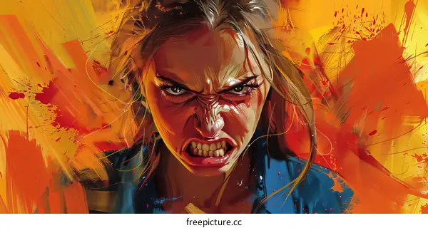 Illustration of a womans face with an angry expression