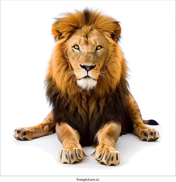 Majestic Lion Portrait on White Background