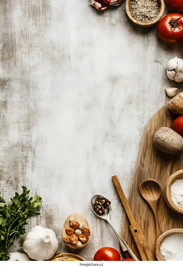 Food Background Flat Lay with Fresh Ingredients