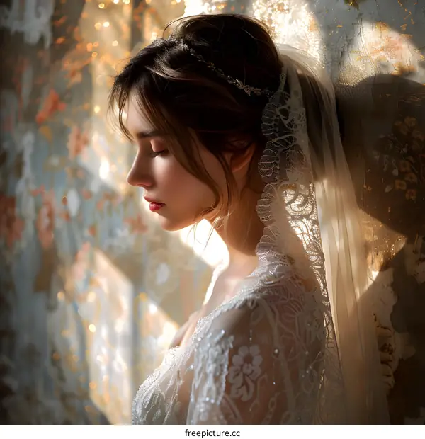 Portrait of a beautiful young woman in a wedding dress