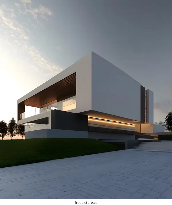 Modern White Minimalist House Design Exterior Architecture