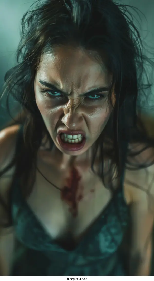 Angry Woman Portrait with Dramatic Makeup