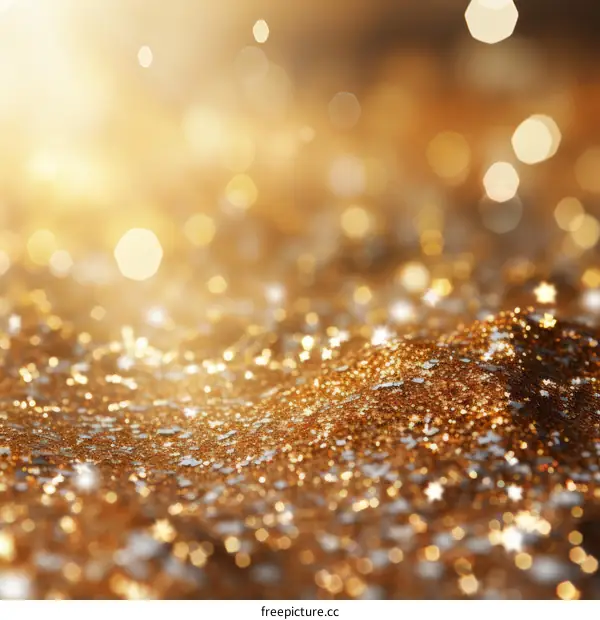 Golden glitter background with stars and sparkles