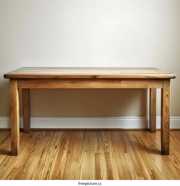 Rustic Wooden Table Top On Hardwood Floor