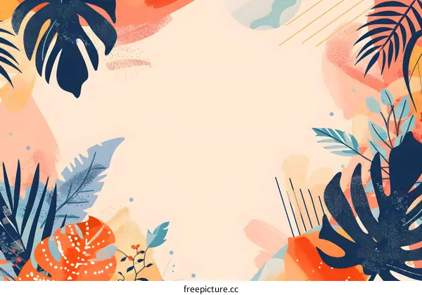 Abstract Tropical Leaves Background Illustration