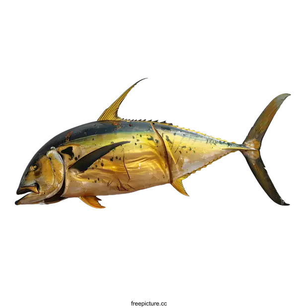 [Transparent Background PNG]Golden Tuna Fish on White Background