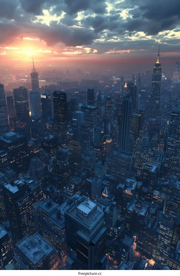 A Metropolis of Towering Skyscrapers and Glowing Lights