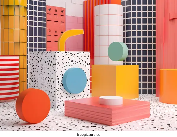 Abstract Geometric Shapes Design Colorful Background