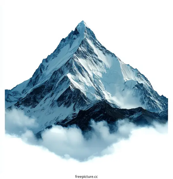 Majestic Snow-Capped Mountain Peak Above Clouds
