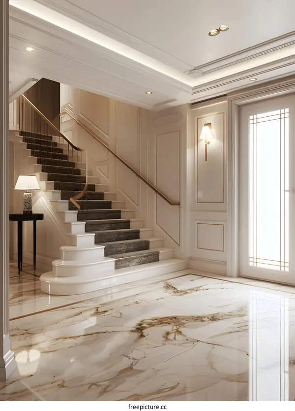 White Marble Stairs Interior Design Home Decor
